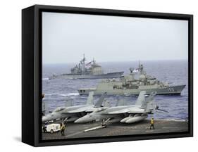 HMAS Ballarat of the Royal Australian Navy Cruises Alongside US Navy Ships-Stocktrek Images-Framed Stretched Canvas
