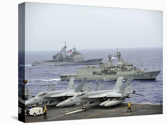 HMAS Ballarat of the Royal Australian Navy Cruises Alongside US Navy Ships-Stocktrek Images-Stretched Canvas