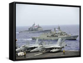 HMAS Ballarat of the Royal Australian Navy Cruises Alongside US Navy Ships-Stocktrek Images-Framed Stretched Canvas