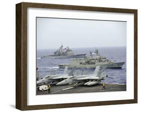 HMAS Ballarat of the Royal Australian Navy Cruises Alongside US Navy Ships-Stocktrek Images-Framed Photographic Print