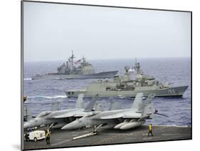HMAS Ballarat of the Royal Australian Navy Cruises Alongside US Navy Ships-Stocktrek Images-Mounted Photographic Print