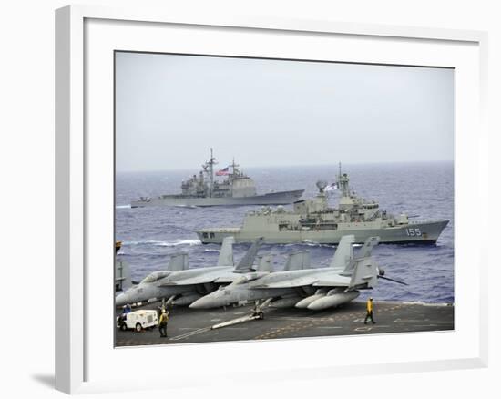 HMAS Ballarat of the Royal Australian Navy Cruises Alongside US Navy Ships-Stocktrek Images-Framed Photographic Print