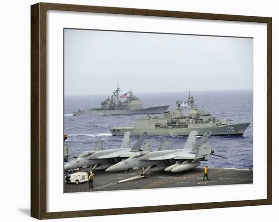 HMAS Ballarat of the Royal Australian Navy Cruises Alongside US Navy Ships-Stocktrek Images-Framed Photographic Print