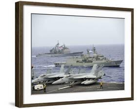 HMAS Ballarat of the Royal Australian Navy Cruises Alongside US Navy Ships-Stocktrek Images-Framed Photographic Print