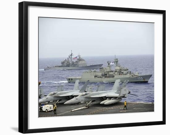 HMAS Ballarat of the Royal Australian Navy Cruises Alongside US Navy Ships-Stocktrek Images-Framed Photographic Print