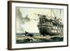 Hms Agamemnon Laying the Original Atlantic Cable, from "The Atlantic Telegraph"-Robert Dudley-Framed Giclee Print