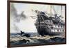 HMS 'Agamemnon' laying the original Atlantic telegraph cable, 1857 (1866)-Robert Dudley-Framed Giclee Print