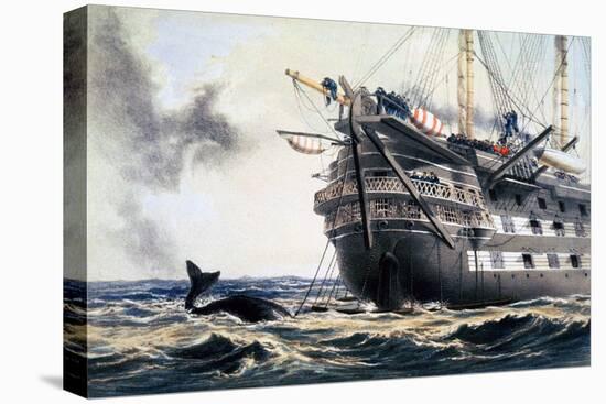 HMS 'Agamemnon' laying the original Atlantic telegraph cable, 1857 (1866)-Robert Dudley-Stretched Canvas