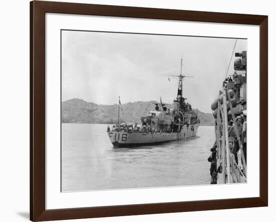 HMS Amethyst, after Action on the Yangtze River, 20th April 1949-null-Framed Giclee Print