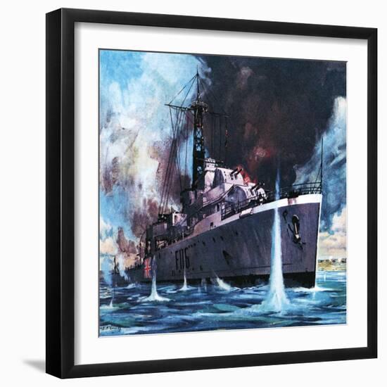 HMS Amethyst Runs the Gauntlet-James Edwin Mcconnell-Framed Giclee Print