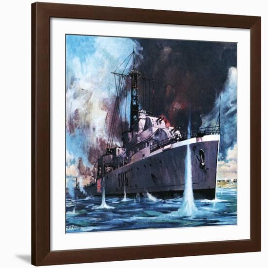 HMS Amethyst Runs the Gauntlet-James Edwin Mcconnell-Framed Giclee Print