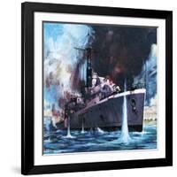 HMS Amethyst Runs the Gauntlet-James Edwin Mcconnell-Framed Giclee Print