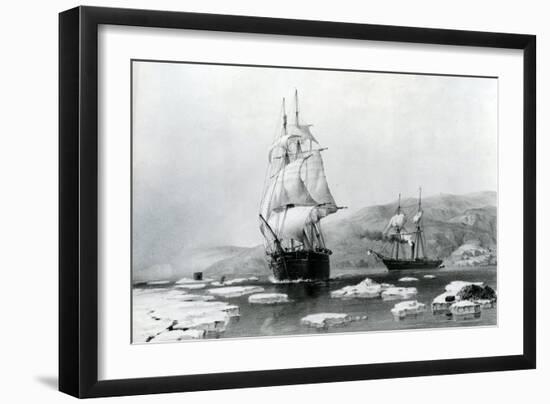 HMS Assistance and Pioneer Breaking Out of Winter Quarters in 1854-null-Framed Giclee Print