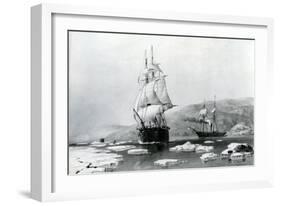 HMS Assistance and Pioneer Breaking Out of Winter Quarters in 1854-null-Framed Giclee Print