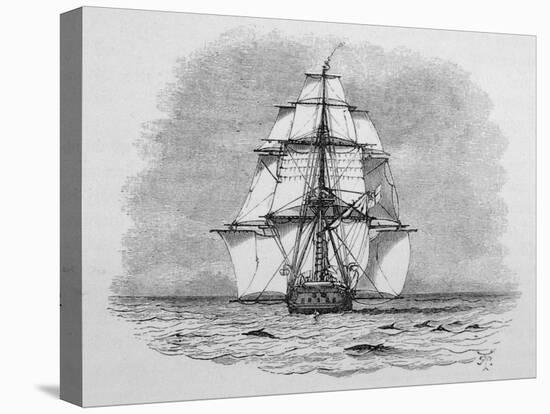 Hms Beagle Among Porpoises Charles Darwin's Research Ship-R.t. Pritchett-Stretched Canvas