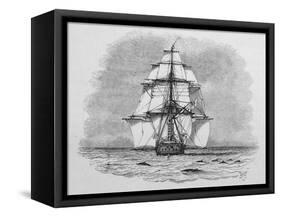 Hms Beagle Among Porpoises Charles Darwin's Research Ship-R.t. Pritchett-Framed Stretched Canvas