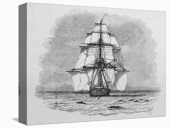 Hms Beagle Among Porpoises Charles Darwin's Research Ship-R.t. Pritchett-Stretched Canvas