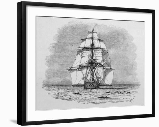 Hms Beagle Among Porpoises Charles Darwin's Research Ship-R.t. Pritchett-Framed Photographic Print