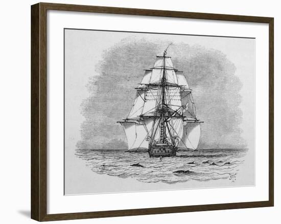 Hms Beagle Among Porpoises Charles Darwin's Research Ship-R.t. Pritchett-Framed Photographic Print