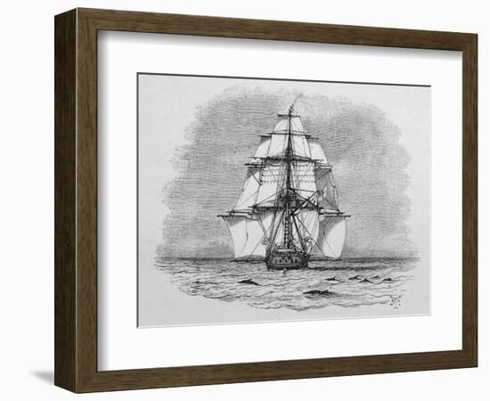 Hms Beagle Among Porpoises Charles Darwin's Research Ship-R.t. Pritchett-Framed Photographic Print