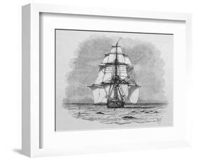 Hms Beagle Among Porpoises Charles Darwin's Research Ship-R.t. Pritchett-Framed Photographic Print