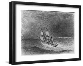 HMS Beagle, Darwin's Ship-RT Pritchett-Framed Art Print