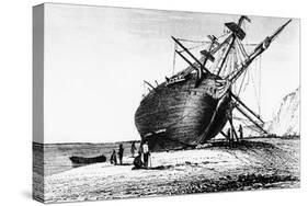 HMS Beagle Laid Ashore, Rio Santa Cruz, Patagonia, South America, 1834-null-Stretched Canvas