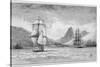 Hms "Beagle" the Ship in Which Charles Darwin Sailed Approaching Mauritius-R.t. Pritchett-Stretched Canvas