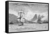 Hms "Beagle" the Ship in Which Charles Darwin Sailed Approaching Mauritius-R.t. Pritchett-Framed Stretched Canvas