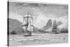 Hms "Beagle" the Ship in Which Charles Darwin Sailed Approaching Mauritius-R.t. Pritchett-Stretched Canvas