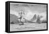 Hms "Beagle" the Ship in Which Charles Darwin Sailed Approaching Mauritius-R.t. Pritchett-Framed Stretched Canvas