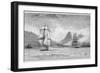 Hms "Beagle" the Ship in Which Charles Darwin Sailed Approaching Mauritius-R.t. Pritchett-Framed Photographic Print