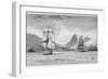 Hms "Beagle" the Ship in Which Charles Darwin Sailed Approaching Mauritius-R.t. Pritchett-Framed Photographic Print