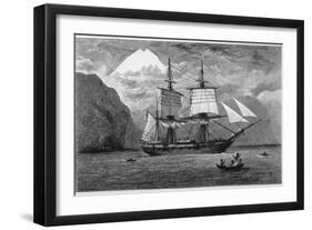 Hms "Beagle" the Ship in Which Charles Darwin Sailed in the Straits of Magellan-R.t. Pritchett-Framed Premium Photographic Print