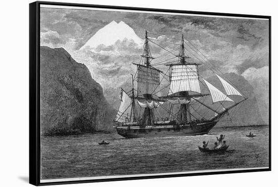 Hms "Beagle" the Ship in Which Charles Darwin Sailed in the Straits of Magellan-R.t. Pritchett-Framed Stretched Canvas