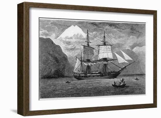 Hms "Beagle" the Ship in Which Charles Darwin Sailed in the Straits of Magellan-R.t. Pritchett-Framed Photographic Print