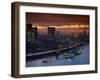 Hms Belfast Moored on the Thames, Illuminated at Dusk, London, England, United Kingdom, Europe-Dominic Harcourt-webster-Framed Photographic Print