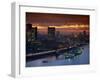 Hms Belfast Moored on the Thames, Illuminated at Dusk, London, England, United Kingdom, Europe-Dominic Harcourt-webster-Framed Photographic Print