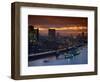 Hms Belfast Moored on the Thames, Illuminated at Dusk, London, England, United Kingdom, Europe-Dominic Harcourt-webster-Framed Photographic Print