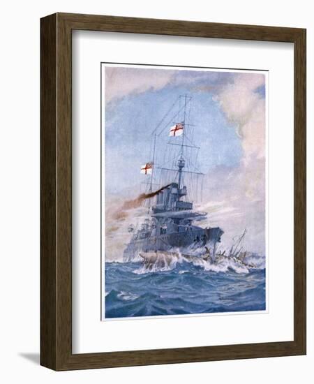 Hms Birmingham Commanded by Captain Arthur Duff Ramming the German Submarine U15-H.g. Swanwick-Framed Art Print