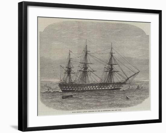 HMS Bombay, Lately Destroyed by Fire at Montevideo-Edwin Weedon-Framed Giclee Print