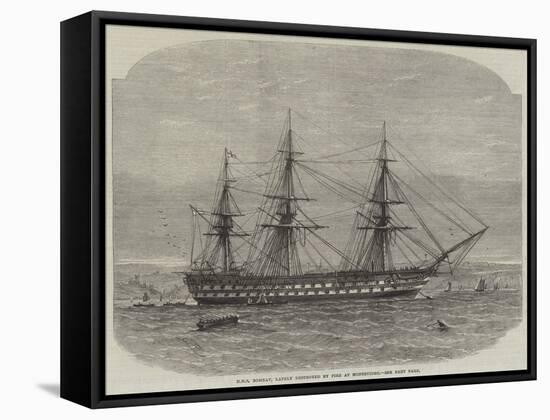 HMS Bombay, Lately Destroyed by Fire at Montevideo-Edwin Weedon-Framed Stretched Canvas