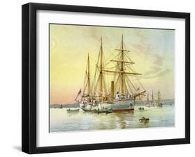 HMS Bramble, Royal Navy 1st Class Gunboat, C1890-C1893-William Frederick Mitchell-Framed Giclee Print