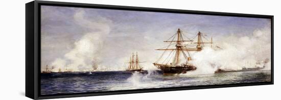 HMS 'Condor' during the Bombing of Alexandria (Egypt), July 11, 1882-William Lionel Wyllie-Framed Stretched Canvas