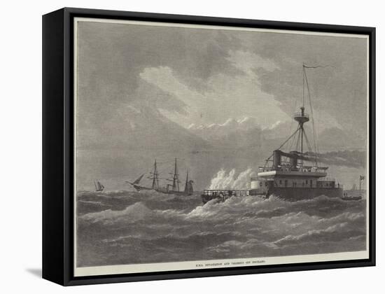 HMS Devastation and Valorous Off Portland-null-Framed Stretched Canvas