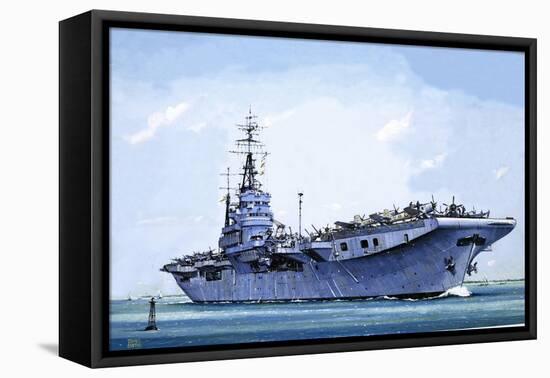 HMS Emperor, Converted from a Merchant Ship Into an Aircraft Carrier During the Second World War-John S. Smith-Framed Stretched Canvas
