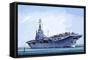 HMS Emperor, Converted from a Merchant Ship Into an Aircraft Carrier During the Second World War-John S. Smith-Framed Stretched Canvas