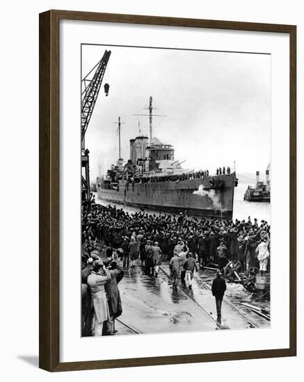 HMS 'Exeter' Arriving at Plymouth, Second World War, 1940-null-Framed Photographic Print