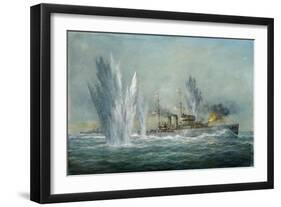 Hms Exeter Engaging in the Graf Spree at the Battle of the River Plate, 2009-Richard Willis-Framed Giclee Print