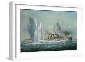 Hms Exeter Engaging in the Graf Spree at the Battle of the River Plate, 2009-Richard Willis-Framed Giclee Print